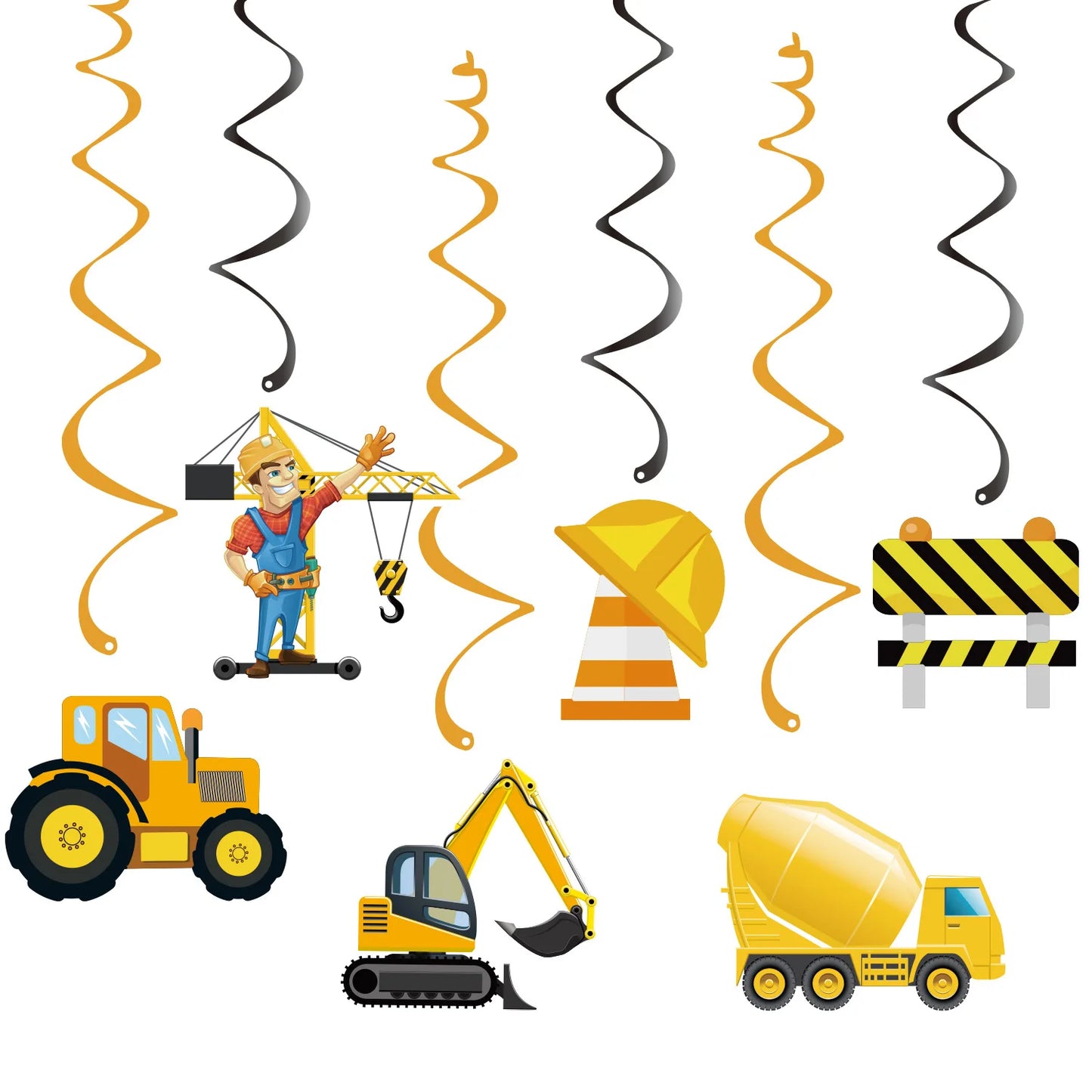construction Party Banner Hanging swirls decor construction truck Excavator themed Banner boy construction Birthday decor Banner