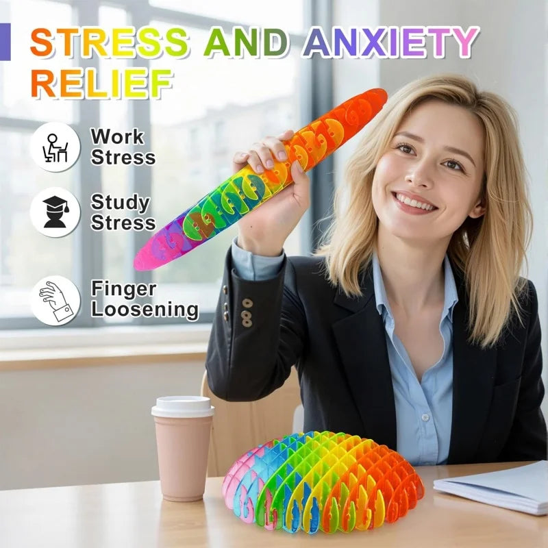 Fidget Worm Toy Flexible 3D Sensory Slug Figgy Toy for Kids Adults Anxiety Relief, Focus - For Play, School, Work Gifts
