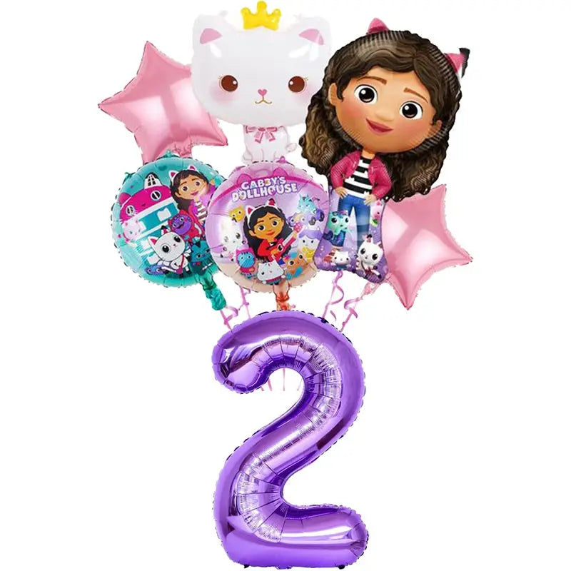 Disney Gabby Dollhouse Birthday Party Decoration Balloon Napkins Children's Disposable Tableware Theme Party Supplies Kids Gifts