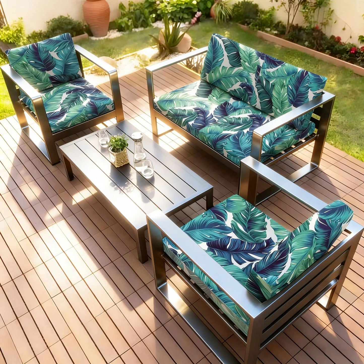Printed Sofa Cushion Cover Outdoor Garden Villa Patio Sun Protection Weather Resistant Leisure Seat Cover Courtyard Furniture