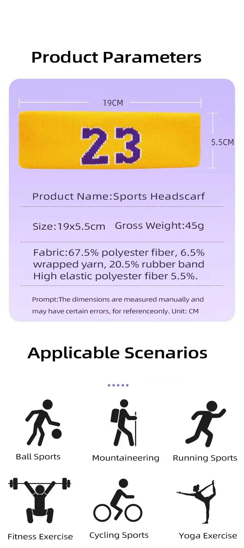 Cotton Athletic Headband Number 24 Elastic Sweatband Protection Basketball Tennis Sport Adult Kids Gym Fitness Sweat Hair Band