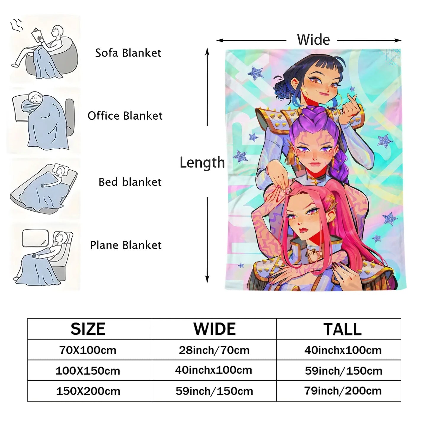 K Pop Demon Hunters Blanket Flannel Blanket Hot Anime Fan Gift Warm for Home Sofa Cover Camping Travel Multifunctional Blanket