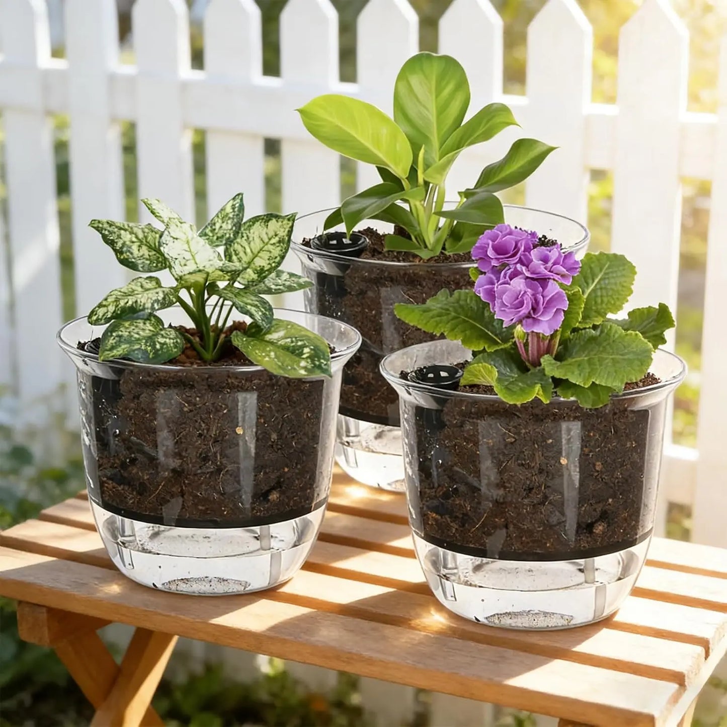 Plastic Plant Pots Self Watering Planter Indoor Flower Seed Nursery Pots for Orchid Violet Automatic Water Absorbing Garden Pot