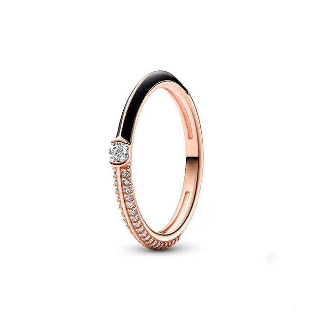 18K Rose Gold Plated 925 Originales Silver SilverLock To Love Heart Stone Wedding Luxury Ring Set For Woman Jewelry Party Gift
