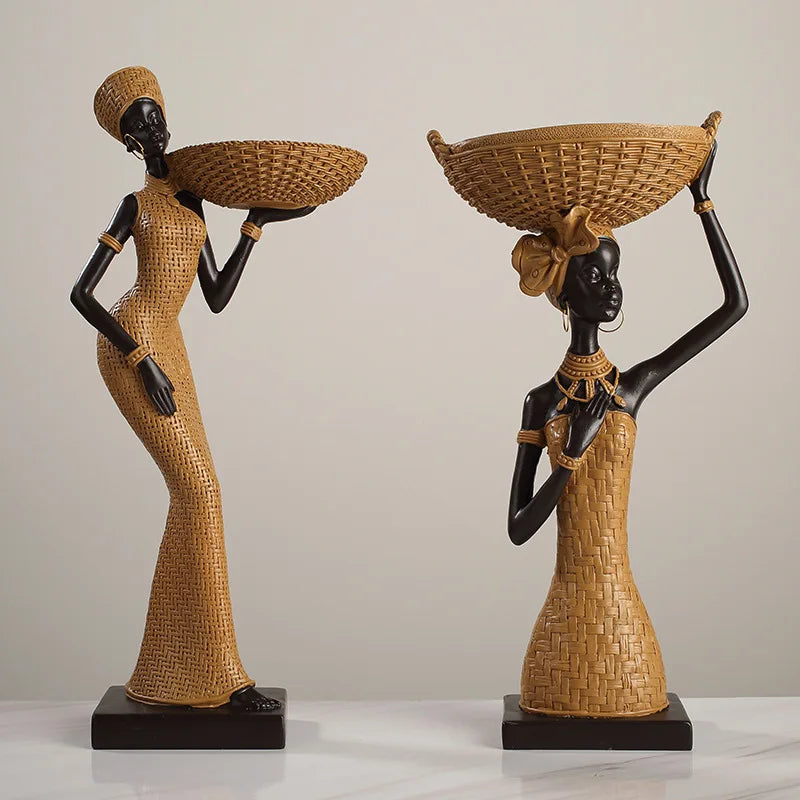 African Girl Home Ethnic Style Craft Resin Ornament