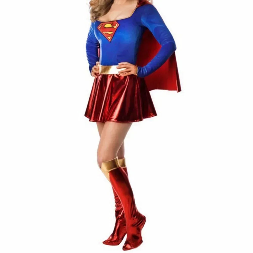 Women Super Girl Superhero Superwomen Costume Fancy Dress Outfit Party Halloween