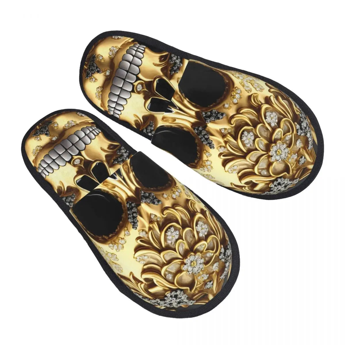 Custom Vintage Baroque Prints Greek Ornament Golden Meander Meandros Soft Scuff Memory Foam Slippers Women Hotel House Shoes