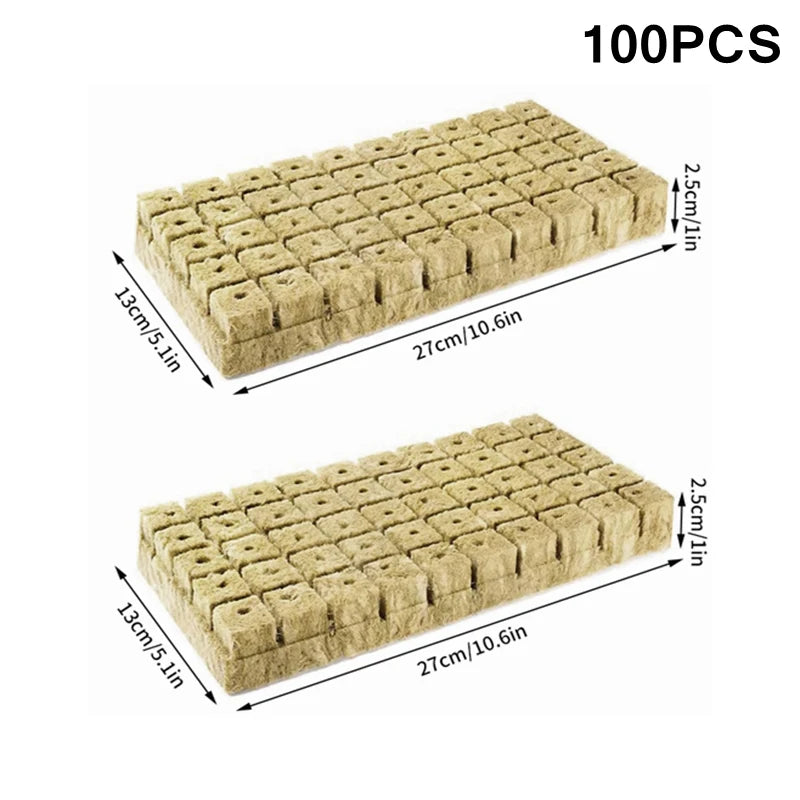 50/100/250Pcs Hydroponic Rockwool Growing Medium, Professional Soilless Cultivation Cubes for Seed Starting & Plant Propagation