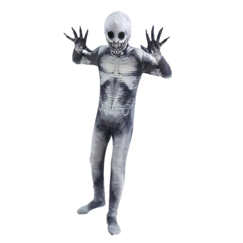 Adult Skeleton Jumpsuit Halloween Costume with Scary Mask Full Body Spooky Outfit for Cosplay Party Men's and Women Mardi Gras