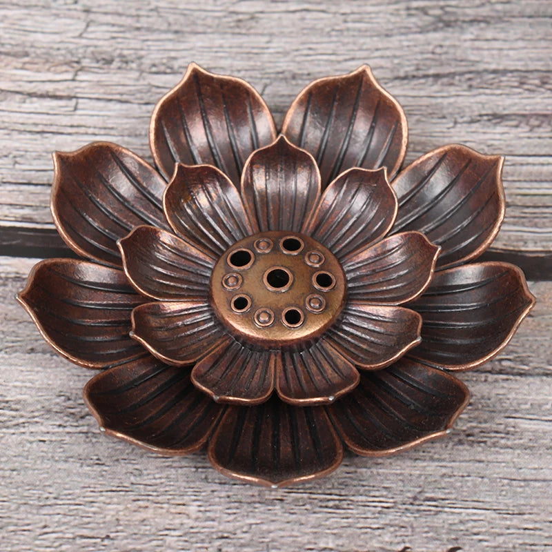 1PCS Alloy Incense Burner Stick Holder Buddhism Lotus Line Incense Plate Sandalwood Coil Base Temples Yoga Studios Home Decor