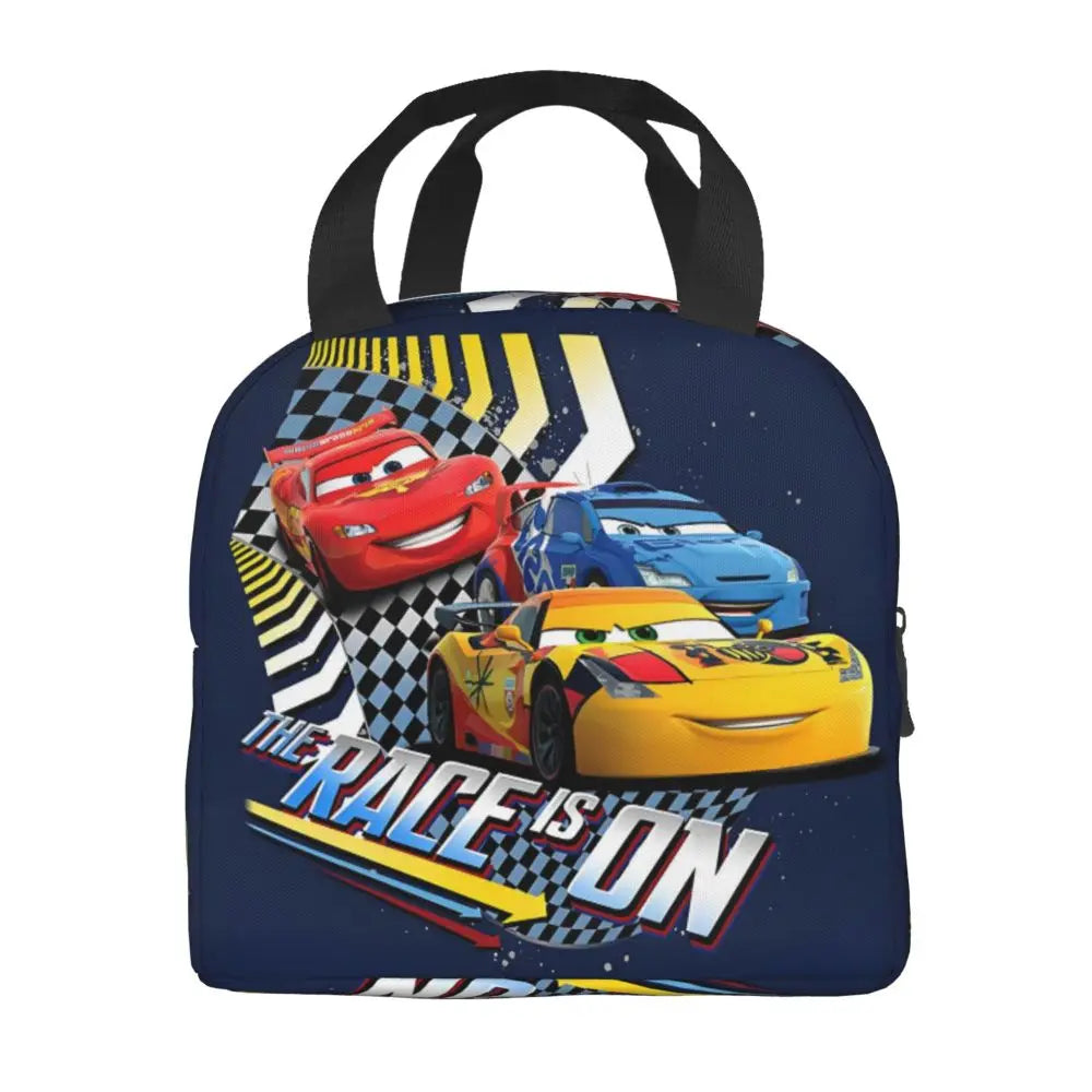 Custom Car 95 Lightning Mcqueen Insulated Lunch Bag for Women Resuable Racing Car Thermal Cooler Bento Box Office Picnic Travel