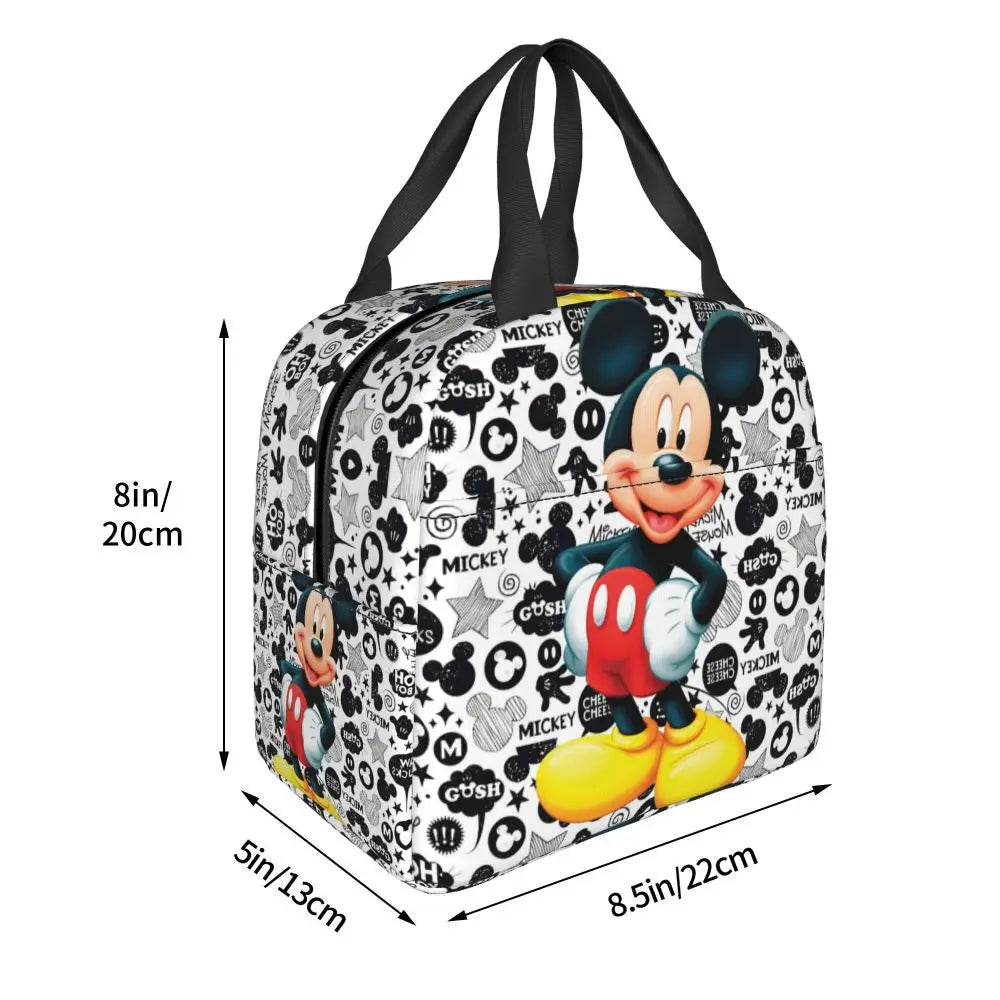 Custom Mickey Pink Minnie Mouse Lunch Bag Women Creative Design Cooler Warm Insulated Lunch Box for Kids School