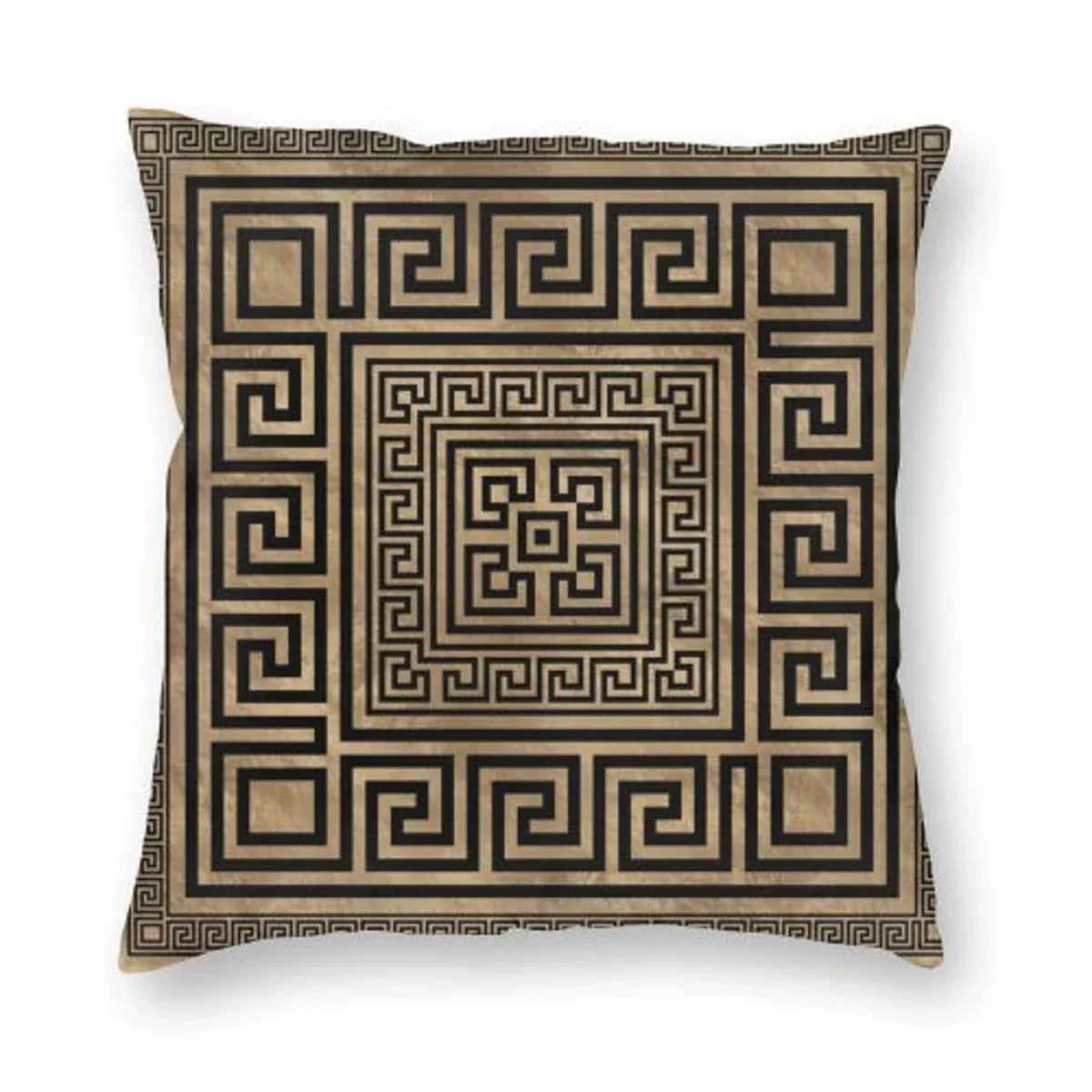 Greek Key Meander Black Gold Large Pillowcase Soft Cushion Cover Decoration Throw Pillow Case Cover Home Square 45X45cm