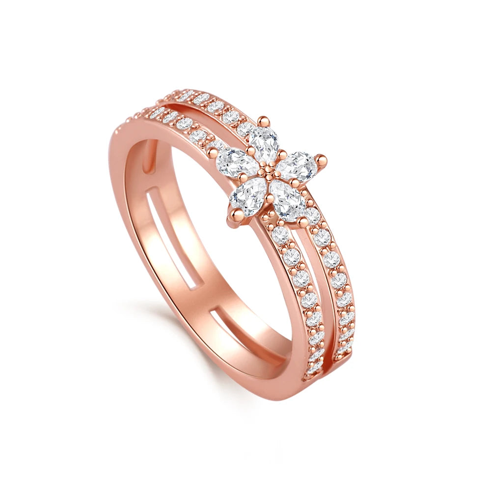 18K Rose Gold Plated 925 Originales Silver SilverLock To Love Heart Stone Wedding Luxury Ring Set For Woman Jewelry Party Gift