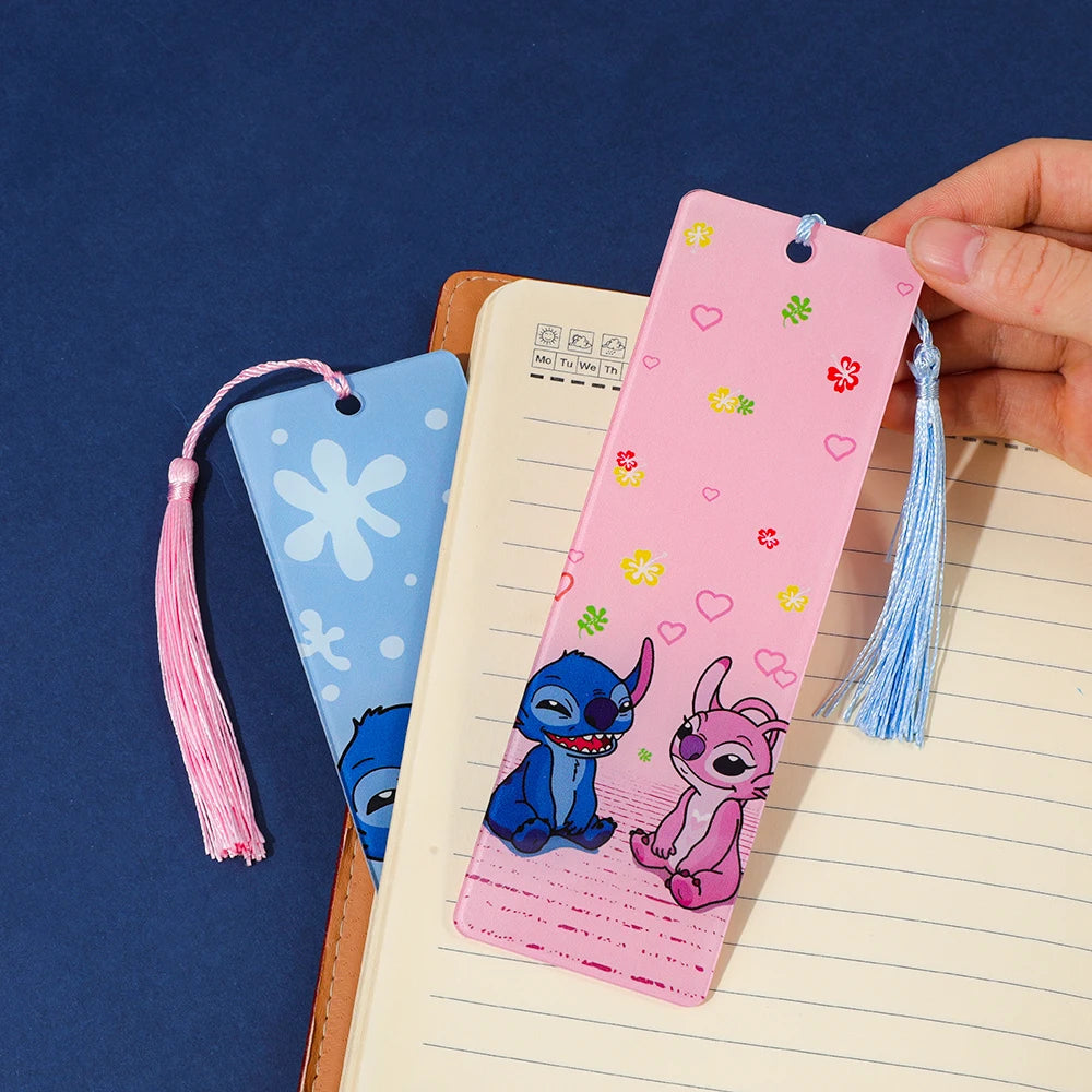Cute Lilo & Stitch Acrylic Bookmark with Tassel Cartoon Anime Book Marker for Students Book Lovers Reading Decoration Stationery
