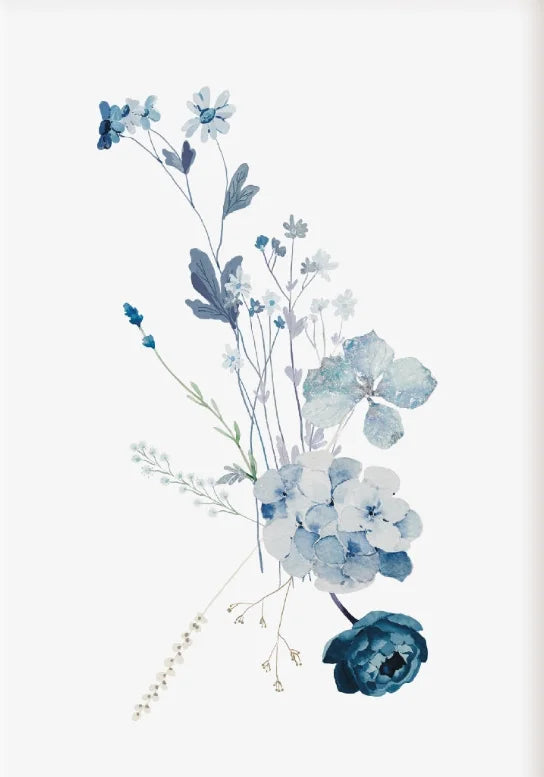 1/3Pcs Hamptons Provincial Poster, Hydrangea Blue Floral Flower Prints, Modern Coastal Home Decor Wall Art