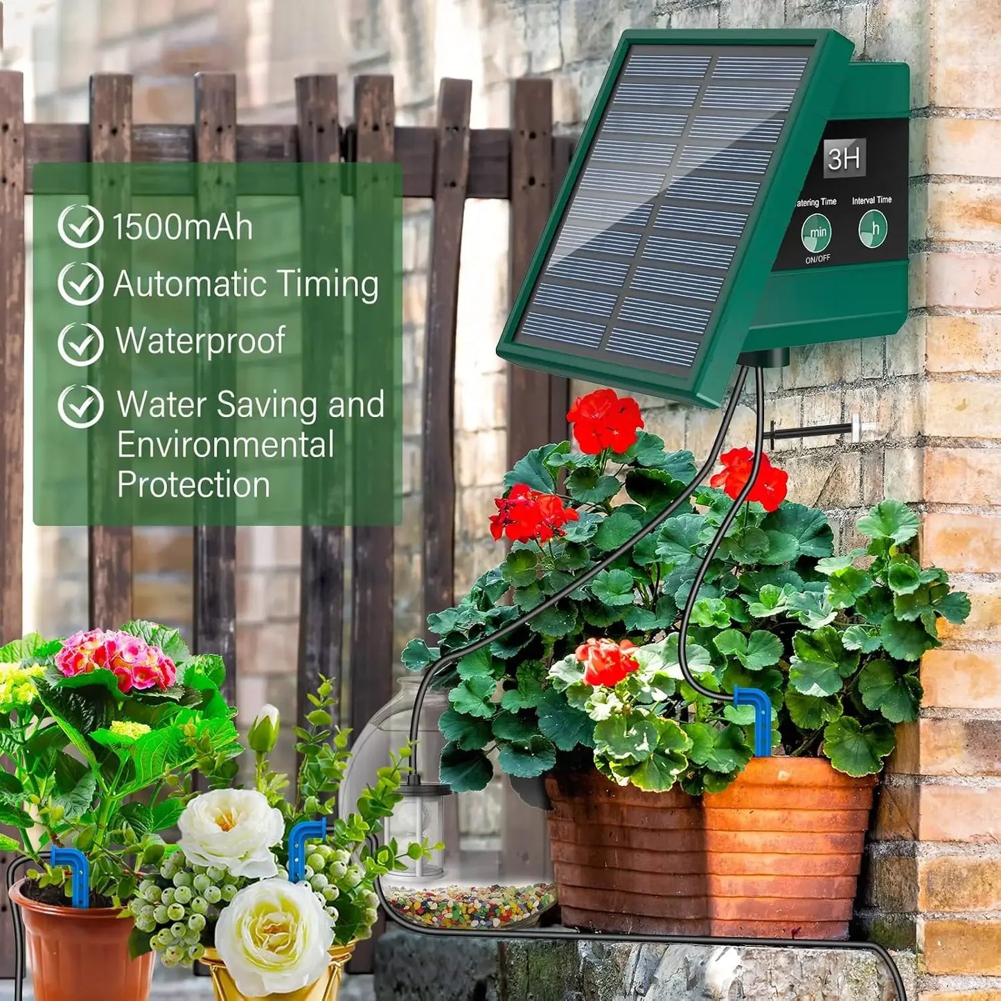 Solar Irrigation System for Garden Balcony Automatic Drip Irrigation DIY Garden Watering System Drip Hose Irrigation Outdoor Use