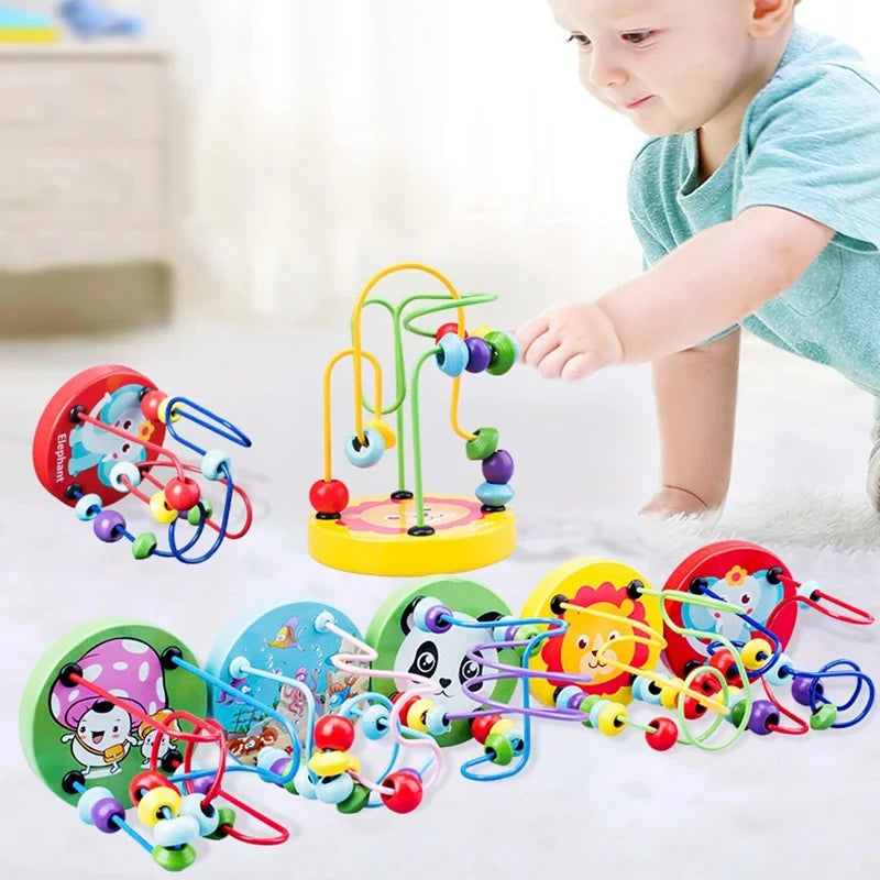 Montessori Baby Toys Wooden Roller Coaster Bead Maze Abacus Math Toys Toddler Early Educational Toys for 1 2 3 Years Kids Gifts