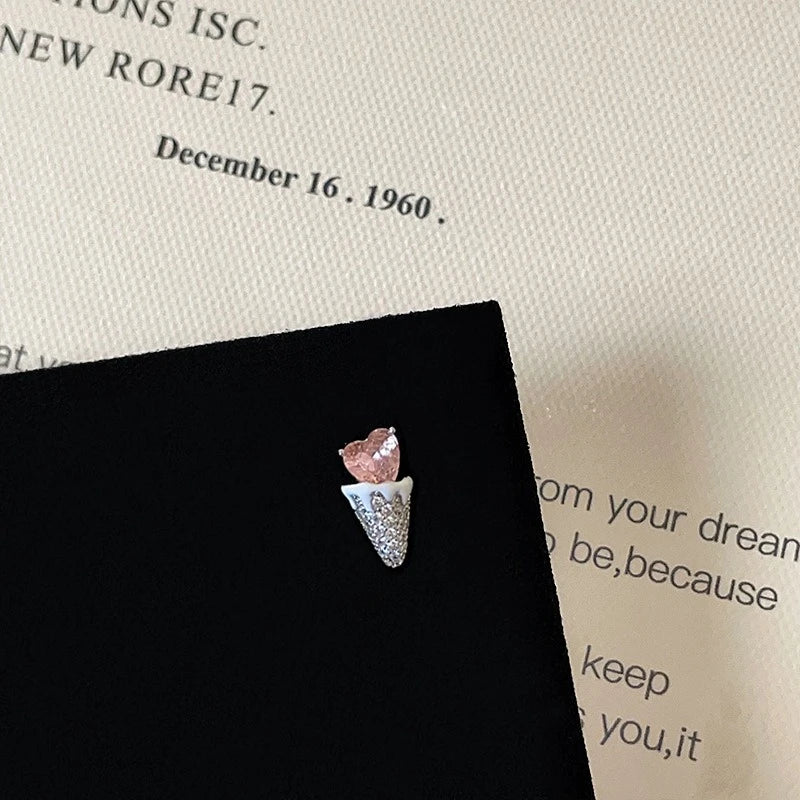 1 PCS Korean Style Cute Pink Zircon Crystal Ear Bone Nail 316L Stainless Steel Kpop Earrings for Women Cartilage Jewelry Gift