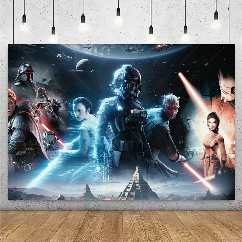 Film Star Wars Theme Birthday Party Decorations Cake Topper Number Balloons Background Yoda Master Robot Backdrop Supplies Gifts