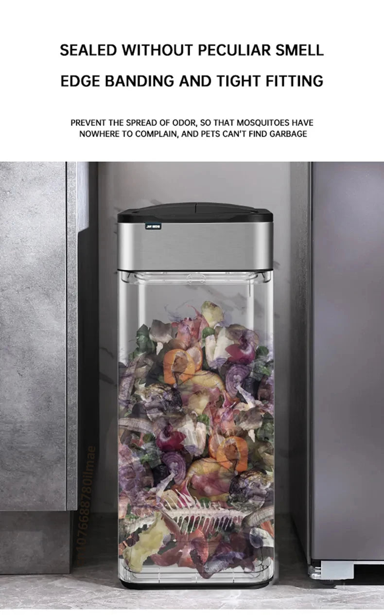 Smart Trash Can 15L 20L 30L 40L 50L 60L Stainless Steel Waste bin High Trash Cans Garbage Bin for Kitchen Trash Can Wastebasket