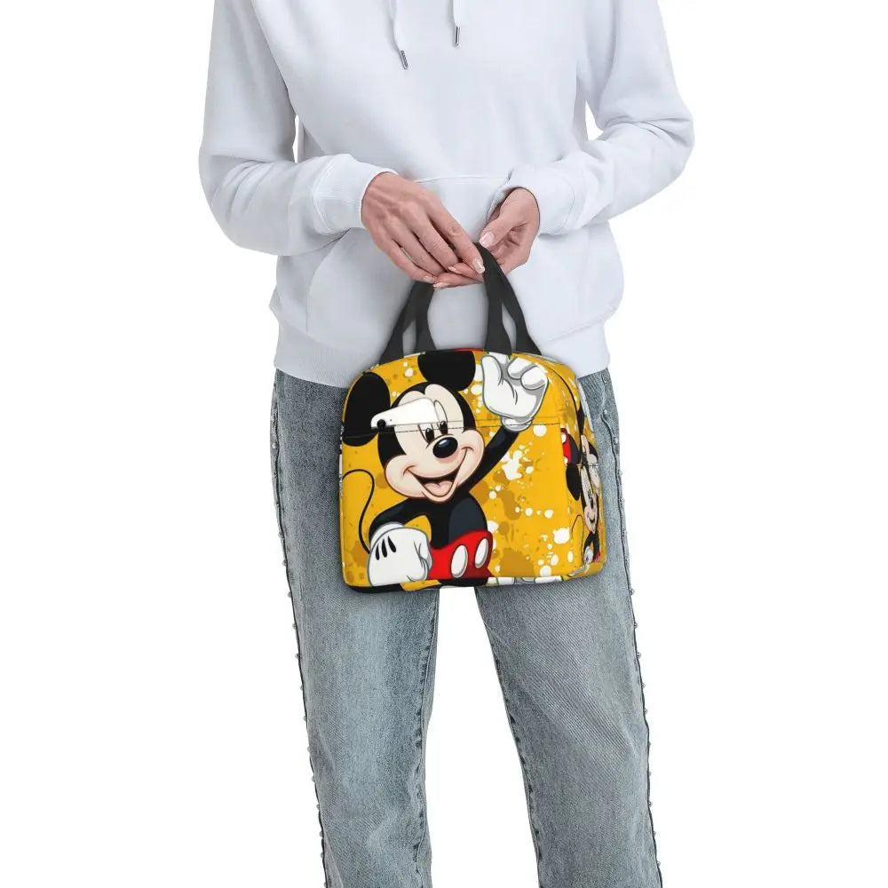 Custom Mickey Pink Minnie Mouse Lunch Bag Women Creative Design Cooler Warm Insulated Lunch Box for Kids School