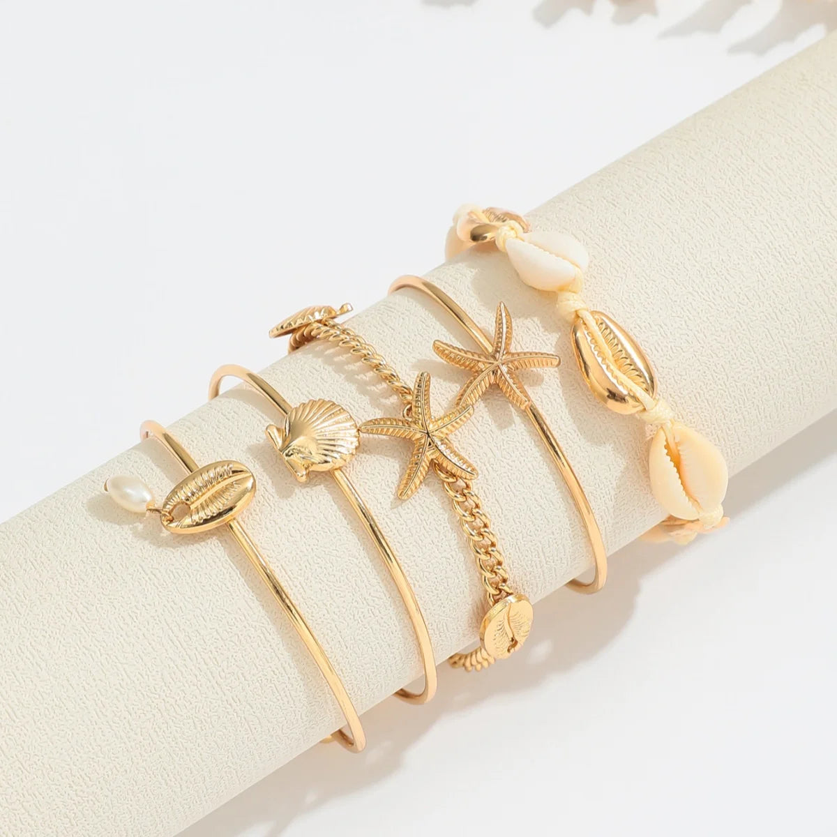 5PCS Bohemian Handmade Shell Bracelets Set for Women Luxury Starfish Shell Pendant Bracelet Summer Beach Jewelry Accessories