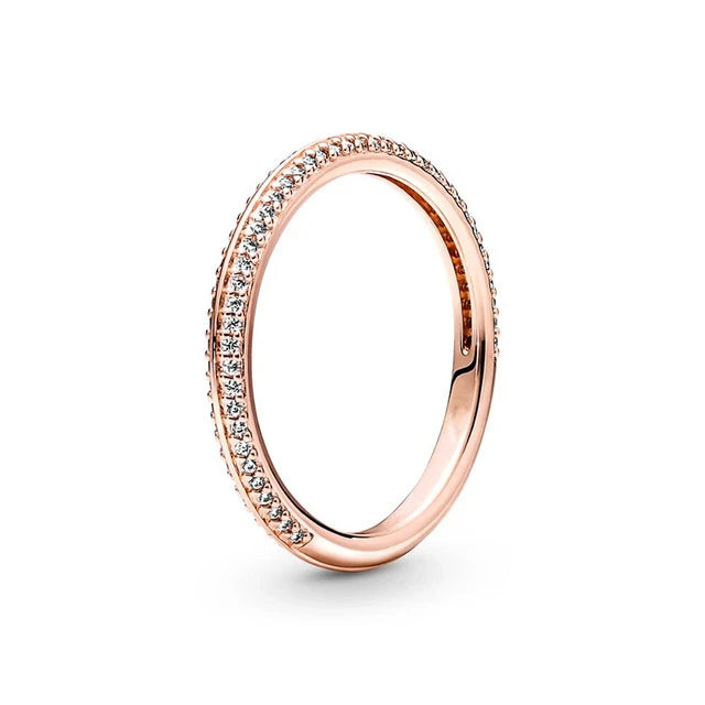 18K Rose Gold Plated 925 Originales Silver SilverLock To Love Heart Stone Wedding Luxury Ring Set For Woman Jewelry Party Gift