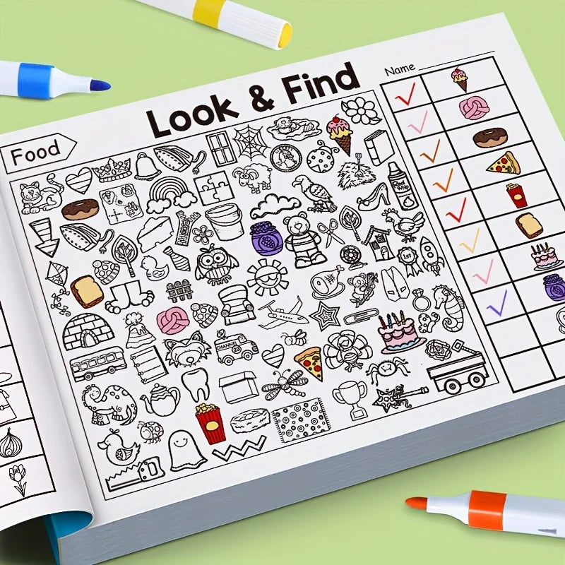 Interactive Memory & Color Recognition Activity Book with Look & Find Games, Sudoku Puzzles, Matching Tasks - Educational for &