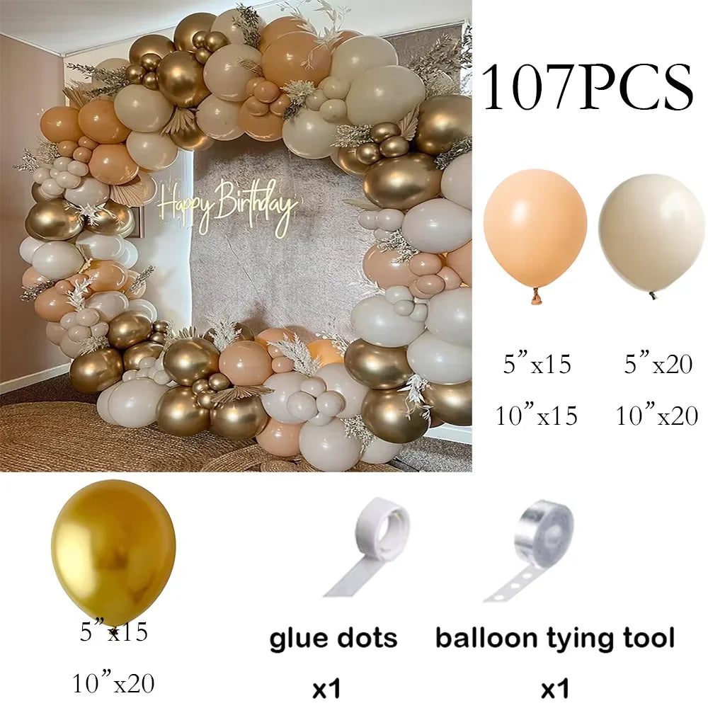Nude White Sand Balloons Arch Kit Skin Gold Balloon Garland Kids Birthday Party Baby Shower Wedding Graduation Decoration Globos