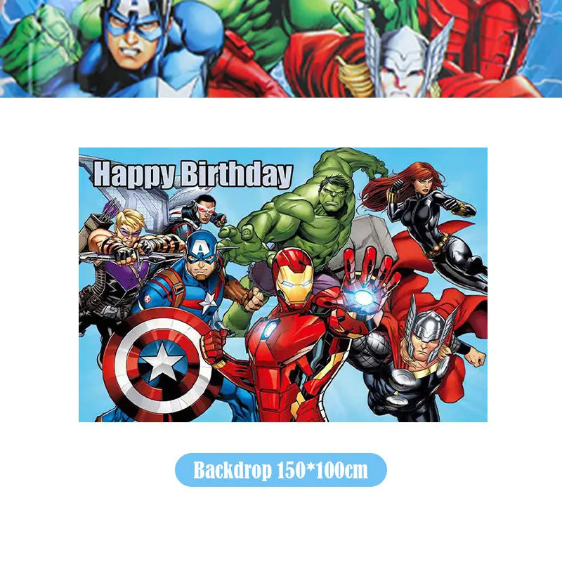 Happy Marvel Theme Avengers Birthday Decoration Set Cups Plates Tablecloth Masks Superhero Balloons Party Supplies Favors Gifts