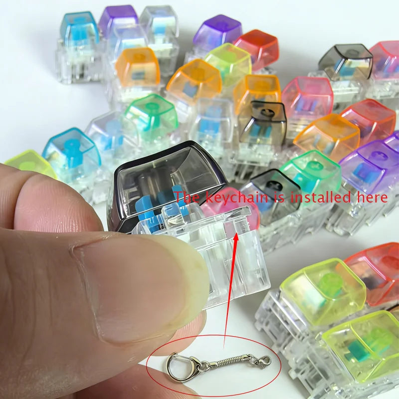 /LED free assembly keyboard keychain Fidget toy crystal clicker sensory toy stress relief keyboard keychain adult children's toy