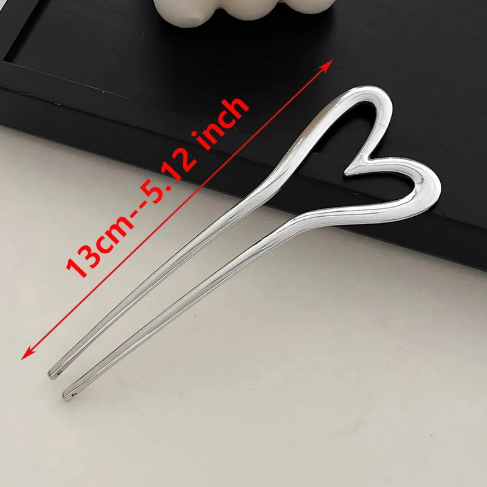 Vintage Metal U-Shaped Hair Fork Fashion Geometric Irregular Alloy Hairpin Clips Headwear Women Girls Simple Hair Sticks Gifts