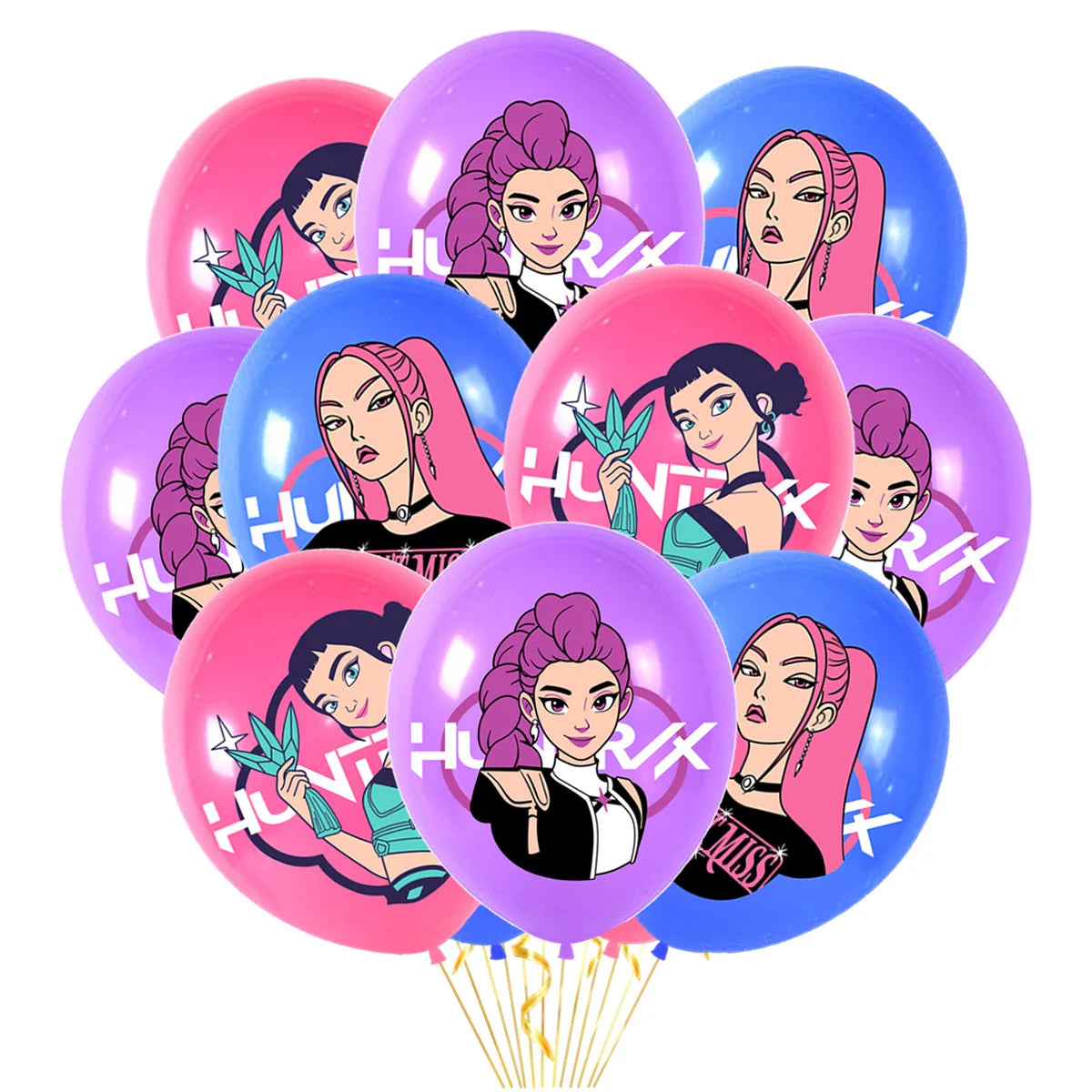Cartoon Girl Hunters Disposable Party Tableware Banners Balloons Birthday Decoration Cake Topper Insert for Baby Shower