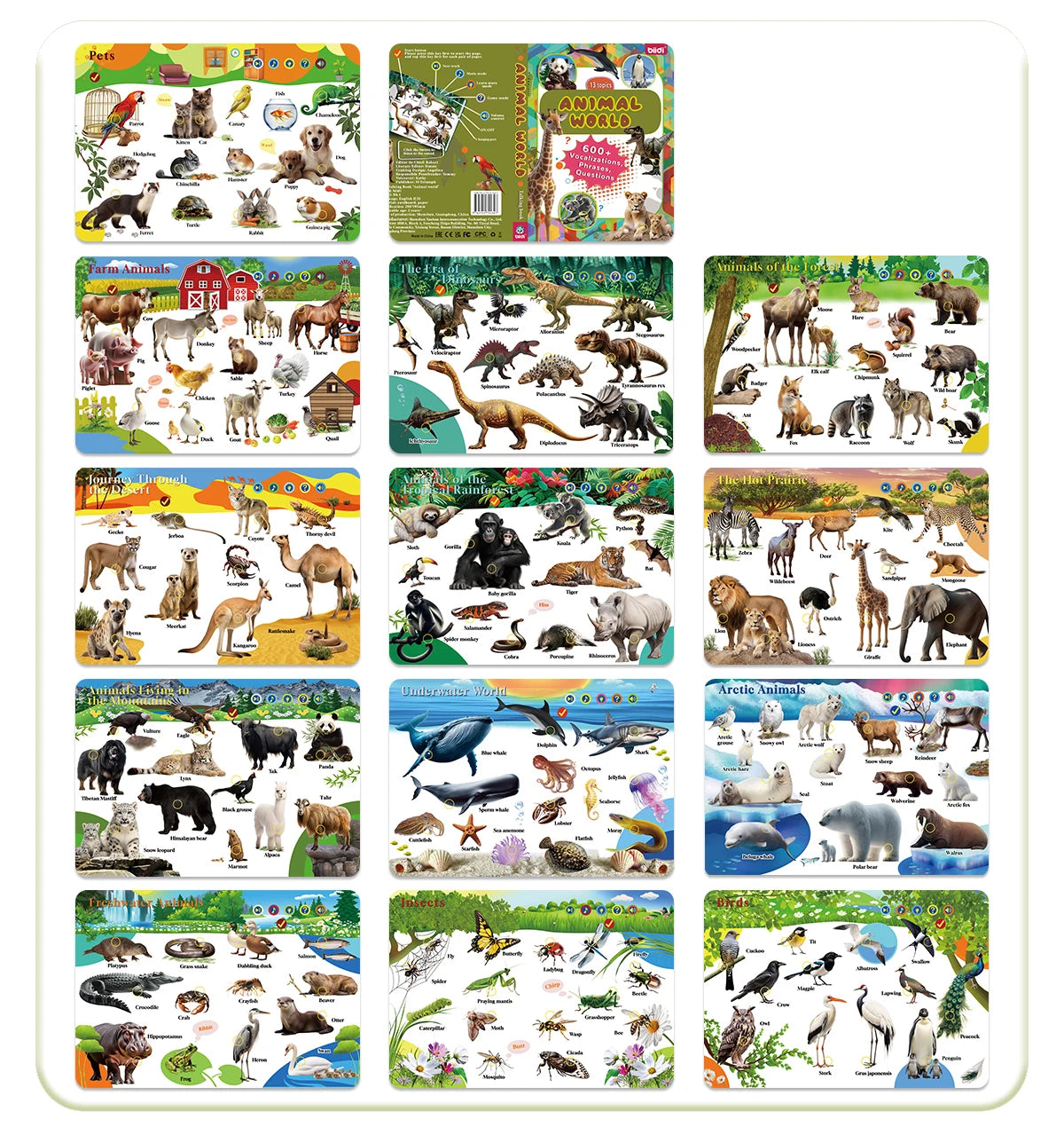 English Animal Sound Talking Book Autism Sensory Therapy Toys for Children Kids Travel Early Education Interactive Learning Aids