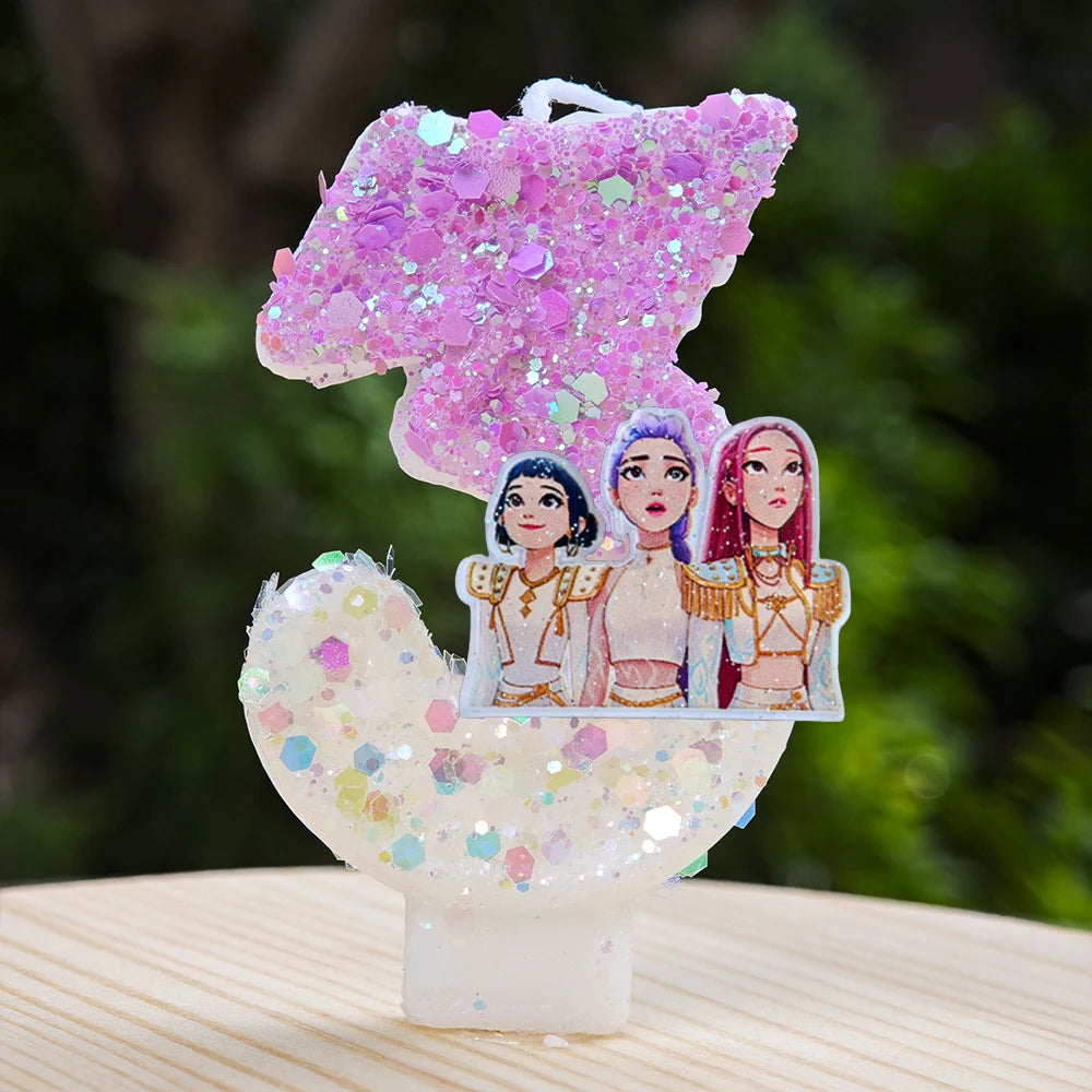 Kpop Demon Hunters Candle Number 0-9 Soccer Candle Cake Decoration Birthday Party for Kids Baby Shower Decor Gift