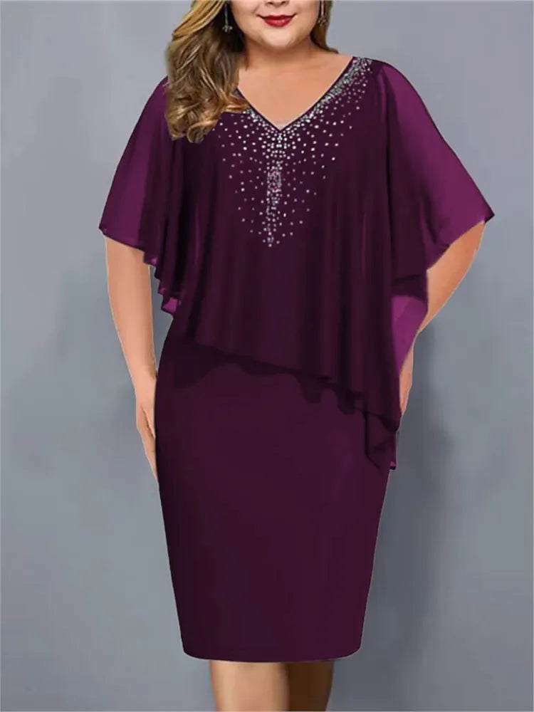 Summer New Women's Sexy V-neck One-step Skirt Chiffon Shawl Sexy V-neck Fashionable Hot Stamping Dress For Women