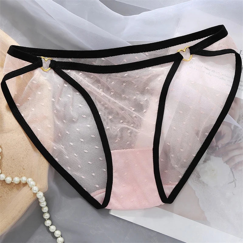 Women's Lace Underwear Panties Ladies Sexy Charming Net Gauze Transparent Panties Hot Girls Low Waist Briefs Pure Cotton Panties