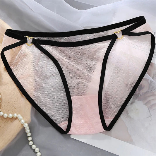 Women's Lace Underwear Panties Ladies Sexy Charming Net Gauze Transparent Panties Hot Girls Low Waist Briefs Pure Cotton Panties