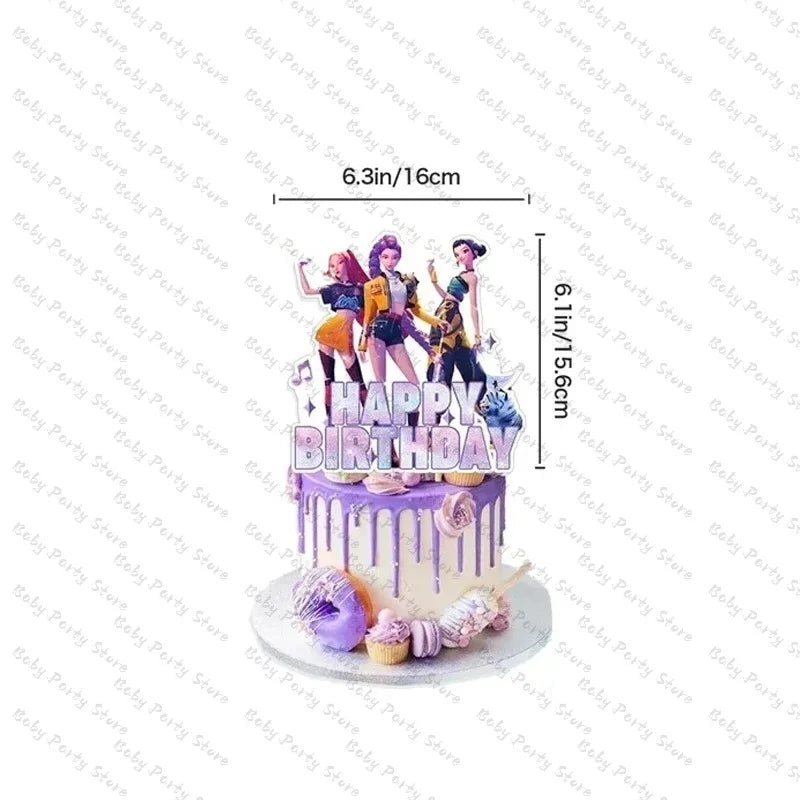 Demon Hunters Paper Cupcakes Topper Decor Birthday Cake Topper Set K-pop Anime Movie Demon Hunters Girls Party Cake Decora