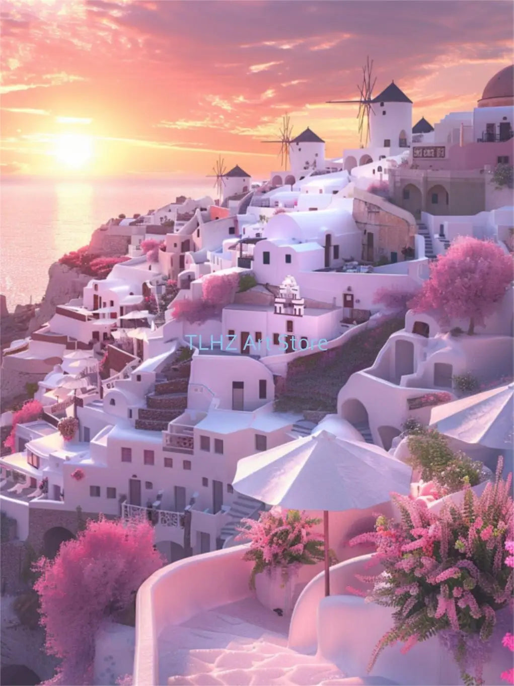 Modern Greece Summer Coast Santorini Travel Landscape Posters and Prints Canvas Printing Wall Art Picture for Living Room Decor