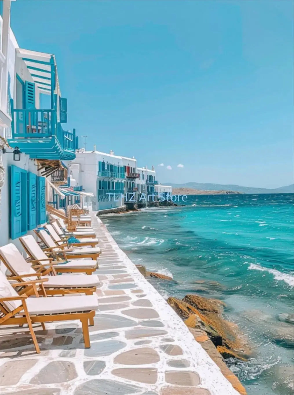 Modern Greece Summer Coast Santorini Travel Landscape Posters and Prints Canvas Printing Wall Art Picture for Living Room Decor