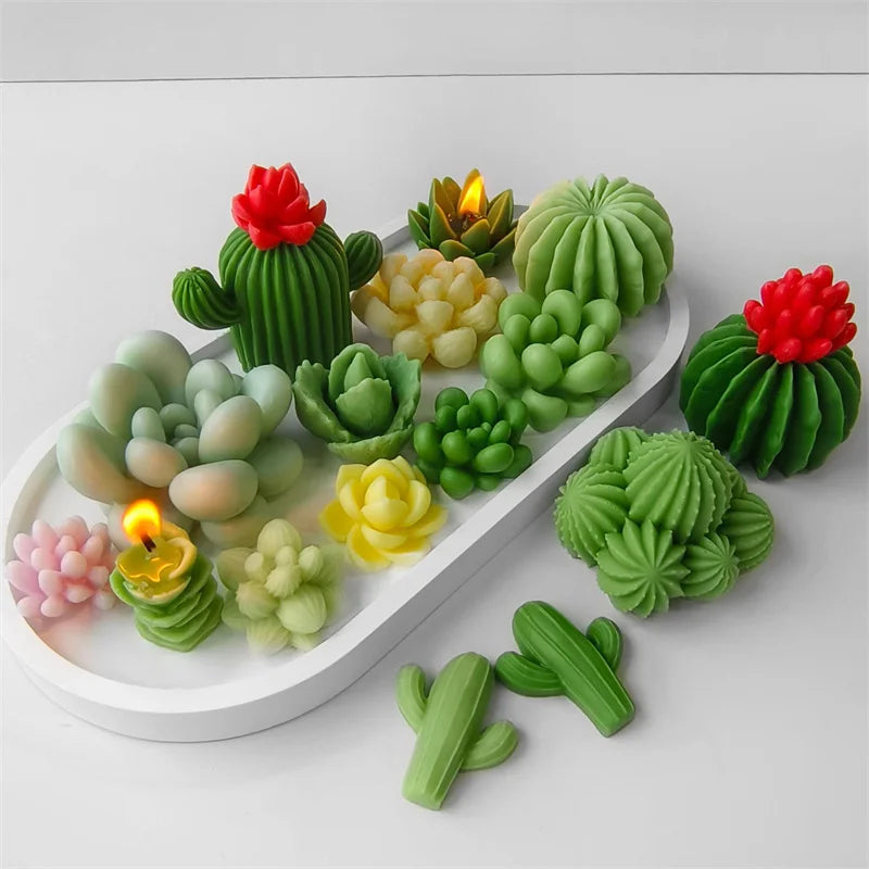 3D Silicone Candle Soap Mold Cactus Succulents Plaster Cement Mold Home Decoration DIY Aromatherapy Wedding Gifts silicone molds
