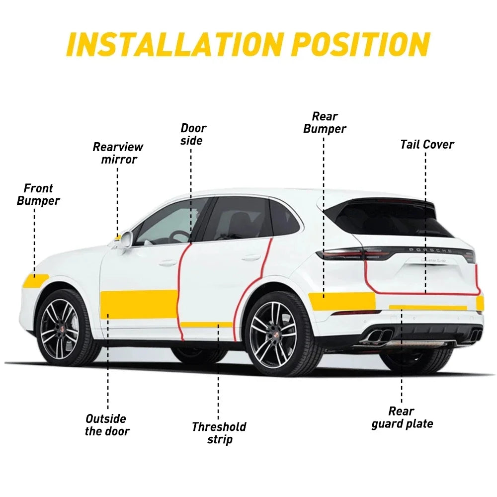 1-5m Nano Carbon Fiber Car Tape Sticker Door Mirror Paste Protector Strip DIY Protection Protective Film Waterproof Adhesive