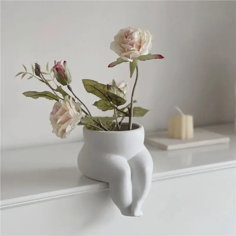 Ceramic Leg Vase Decorative Body Art Flower Pots Hydroponic Vase  Flower Planting Succulent Plants Vase Living Room Decoratio