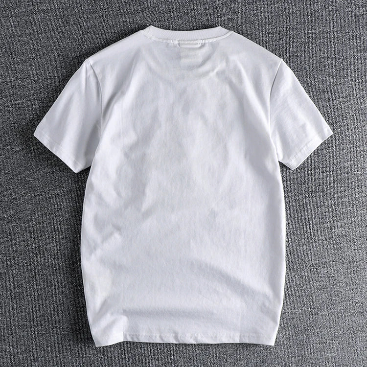 883# 2024 Summer New Japanese Retro Short Sleeve O-neck 3D Letter Printed T-shirt Men's Fashion 100% Cotton Washed Casual Tops