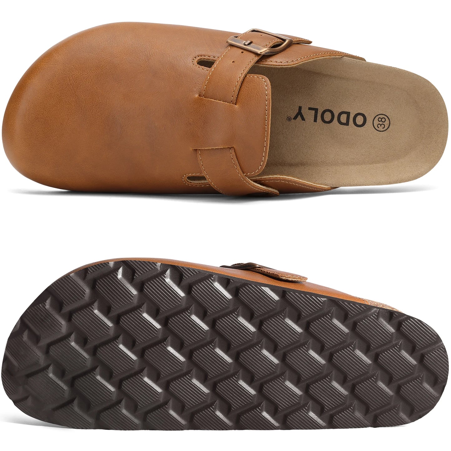 Kidmi Unisex Adjustable Buckle Slip-On Clogs with Arch Support Vegan Leather Cork Insole Potato Shoe for Women And Men