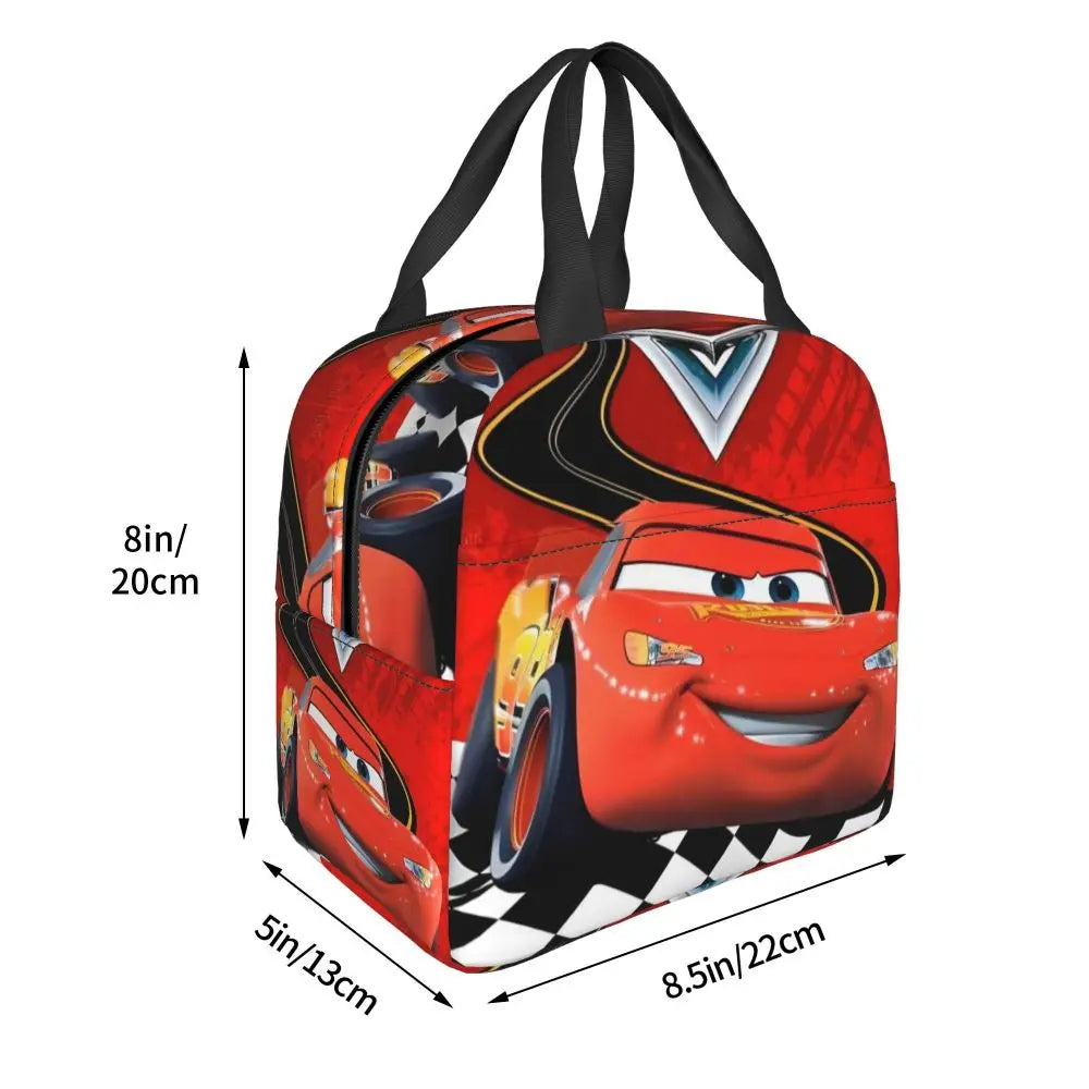 Custom Car 95 Lightning Mcqueen Insulated Lunch Bag for Women Resuable Racing Car Thermal Cooler Bento Box Office Picnic Travel