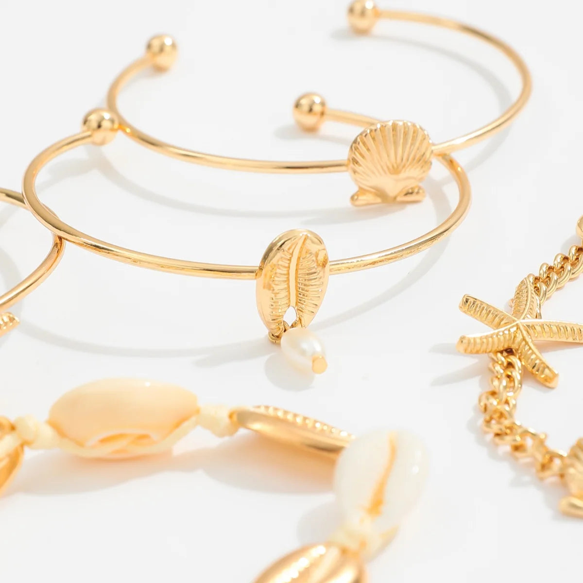5PCS Bohemian Handmade Shell Bracelets Set for Women Luxury Starfish Shell Pendant Bracelet Summer Beach Jewelry Accessories