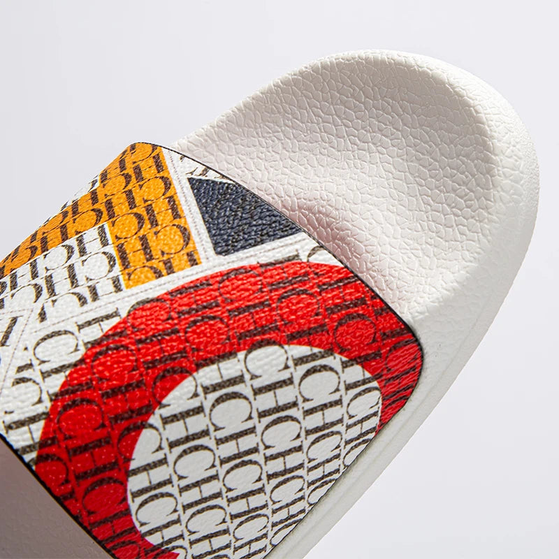Fashionable Classic Simplicity Women's New 2024 Slippers PVC Material Letter Printing Outdoor Casual Flat Bottom Slippers